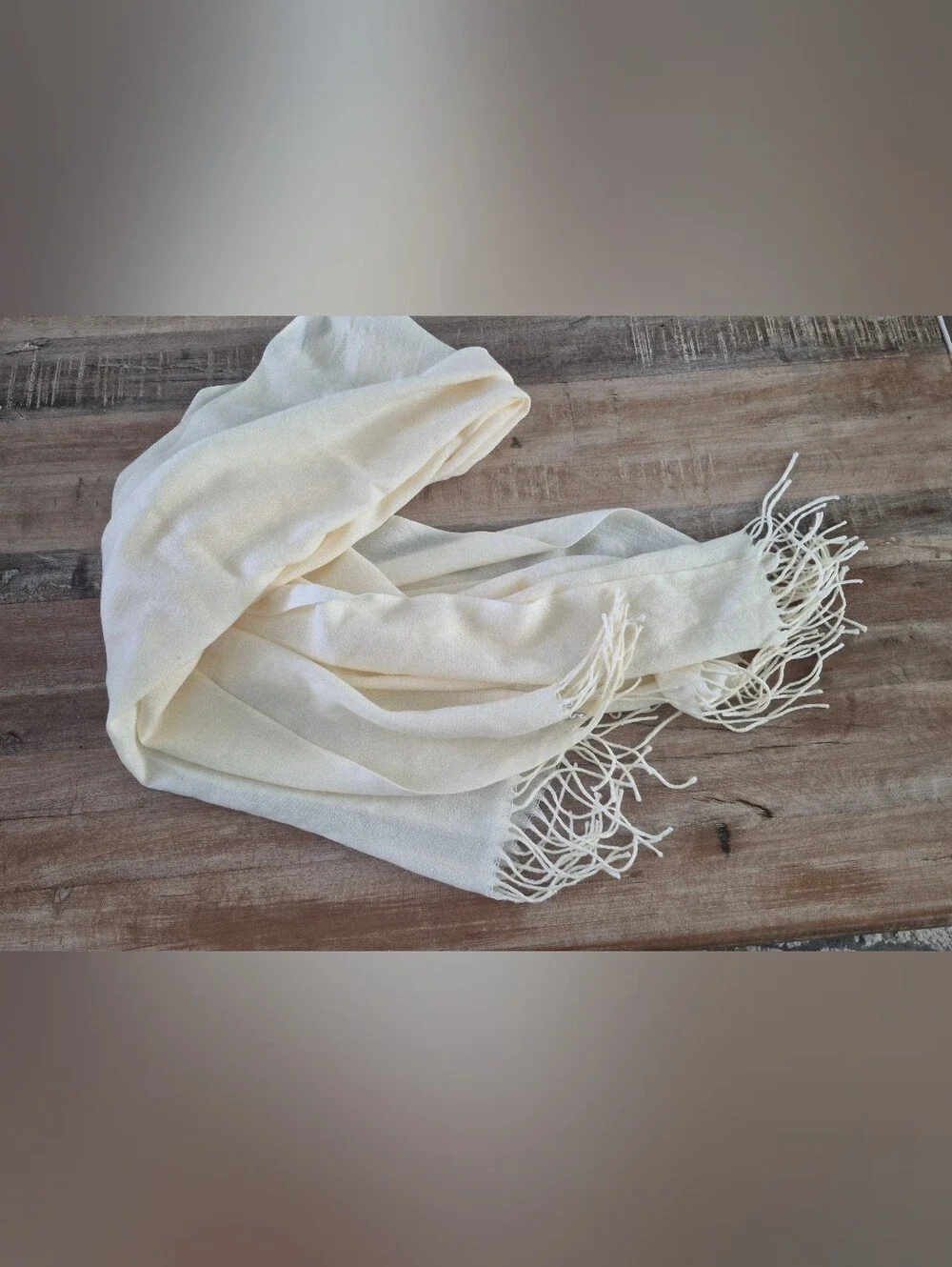 New York & Company Cream Fringe Scarf Wrap (25